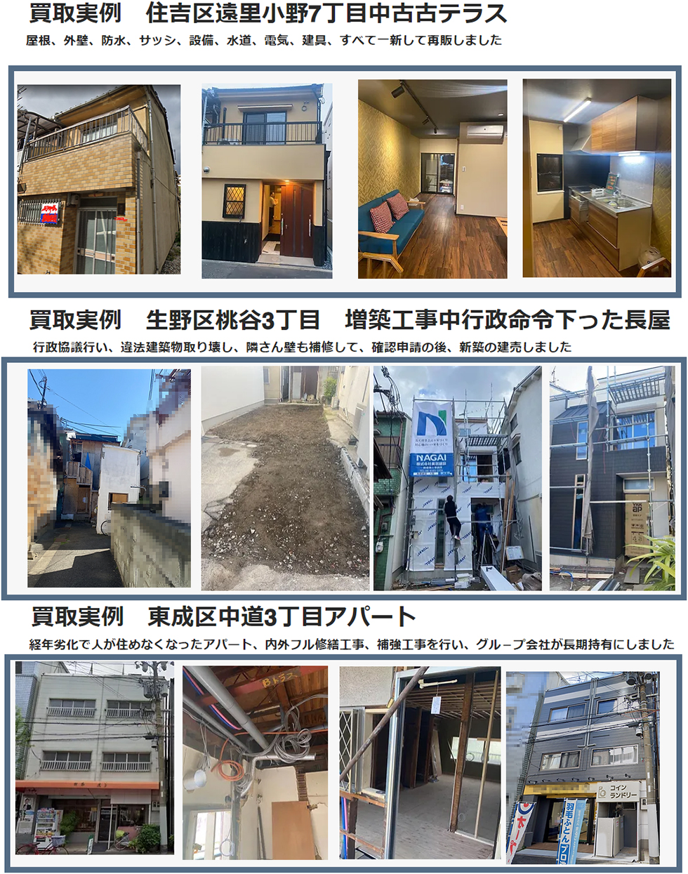 株式会社長居建設の現況~リフォーム~完成までの買取事例